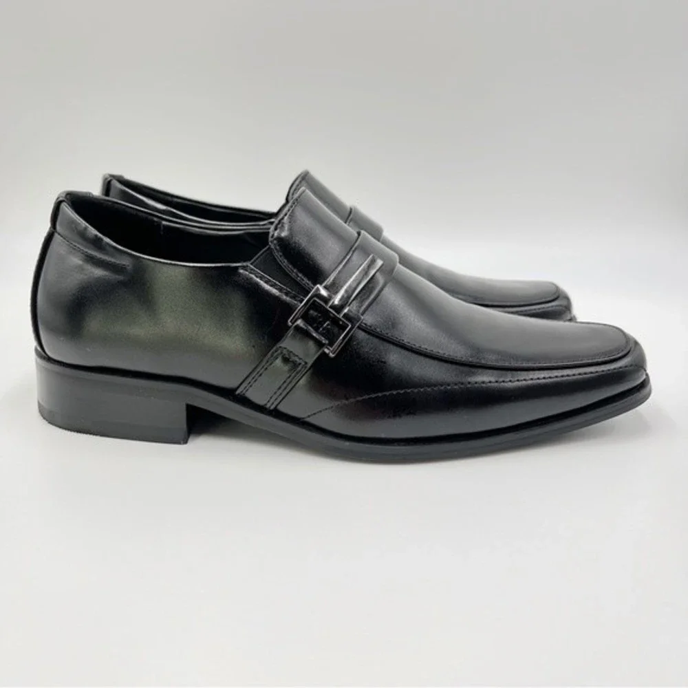 Stacy Adams Boys Size 5 Black Bartley Moc Toe Slip On‎ Loafers Dress Shoes